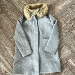 Girls crewcuts stadium coat with fur trim, sz 10